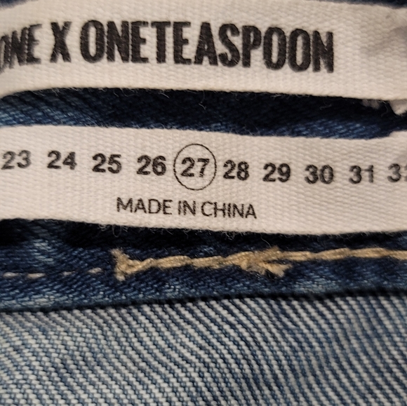 One Teaspoon Denim High Rise Mini Back Slit Distressed Skirt 27 - Picture 5 of 7